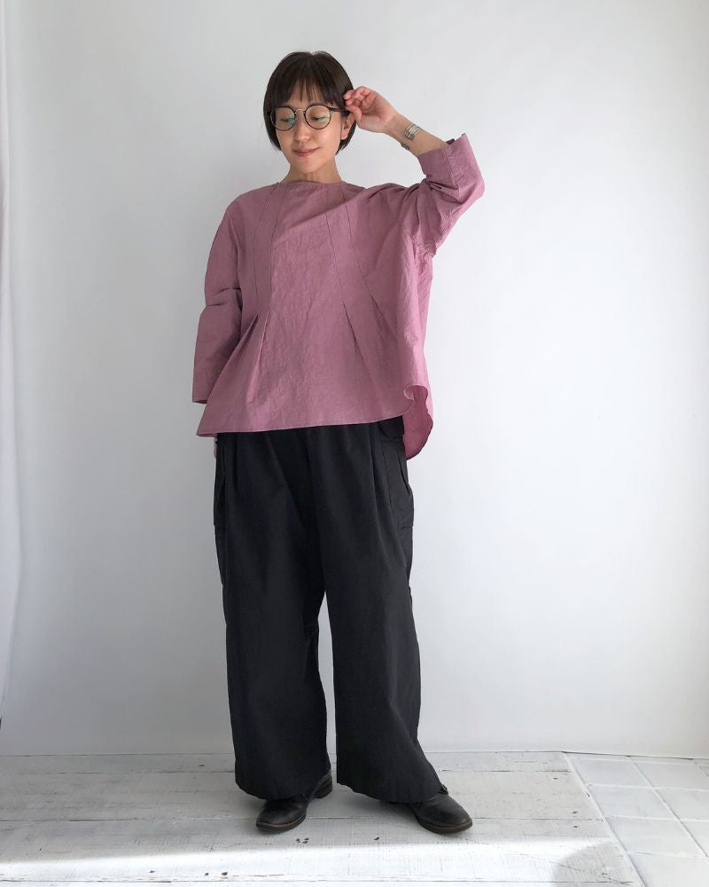 Tucked Blouse in Plum