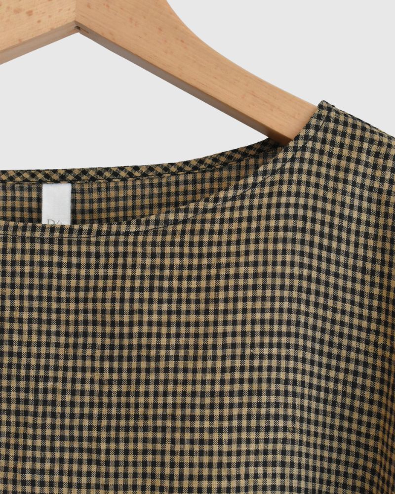 Wide Cuffed T-Blouse in Camel/Black