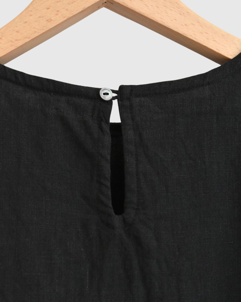 French Linen Pullover in Black