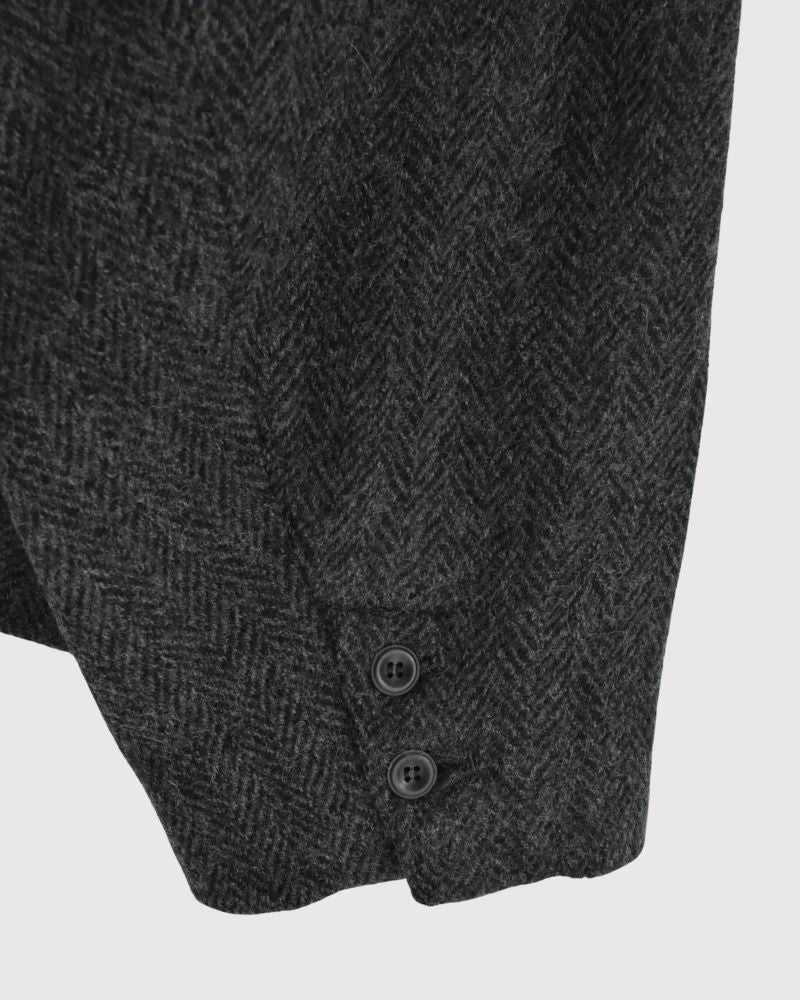 Wool Herringbone Wool Jacket in Black