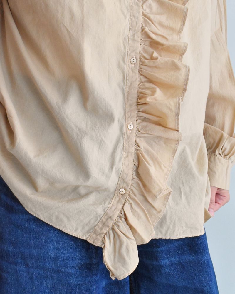Ruffle Blouse in Beige