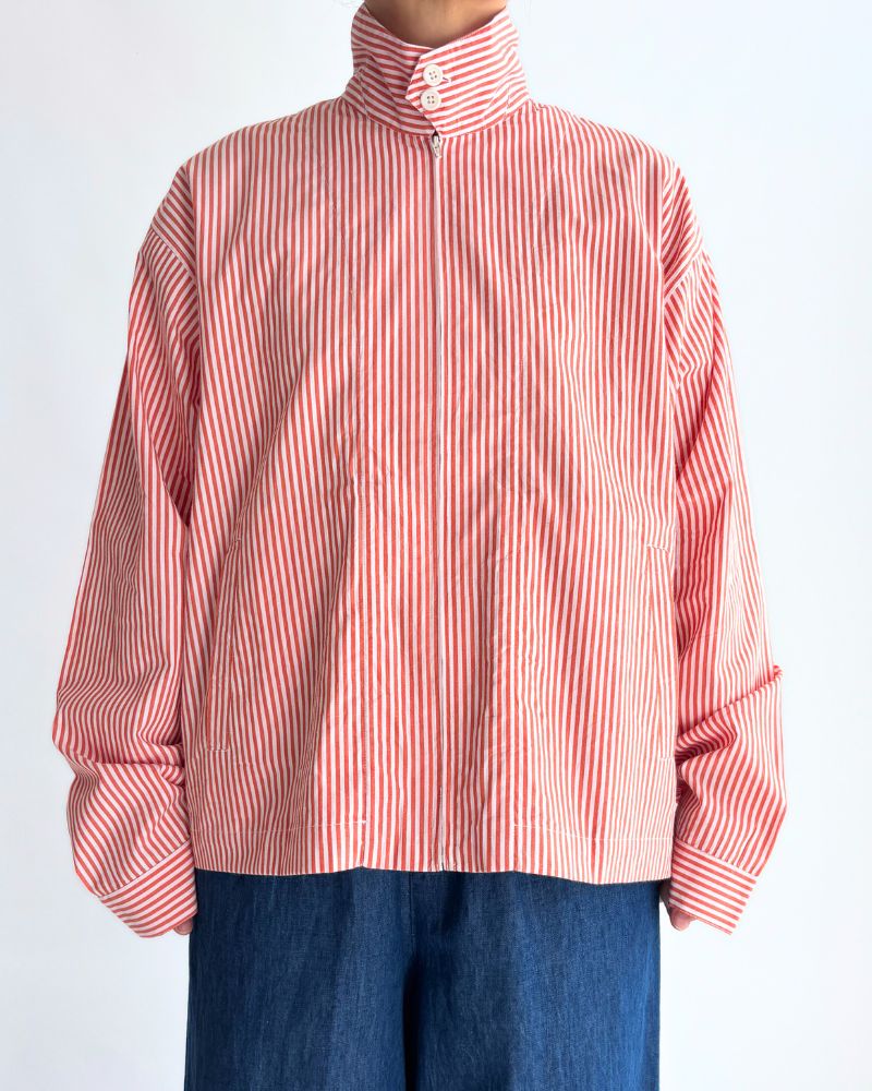POPLIN STRIPE DRIZZLER JACKET in OrangeStripe