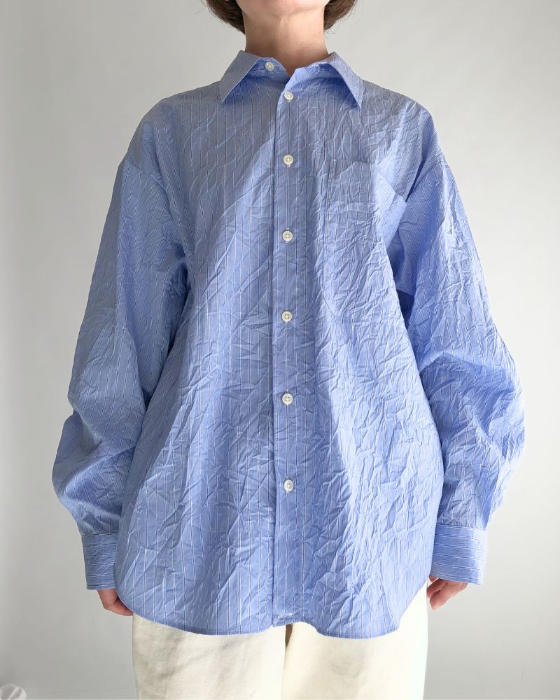 CLEA-CC 2-Way Regular Collar Shirt in SaxStripe