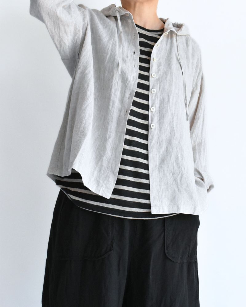 Hoodie Shirt (LINEN) in Natural