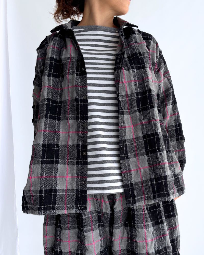 Cotton wool check shirt in Gray