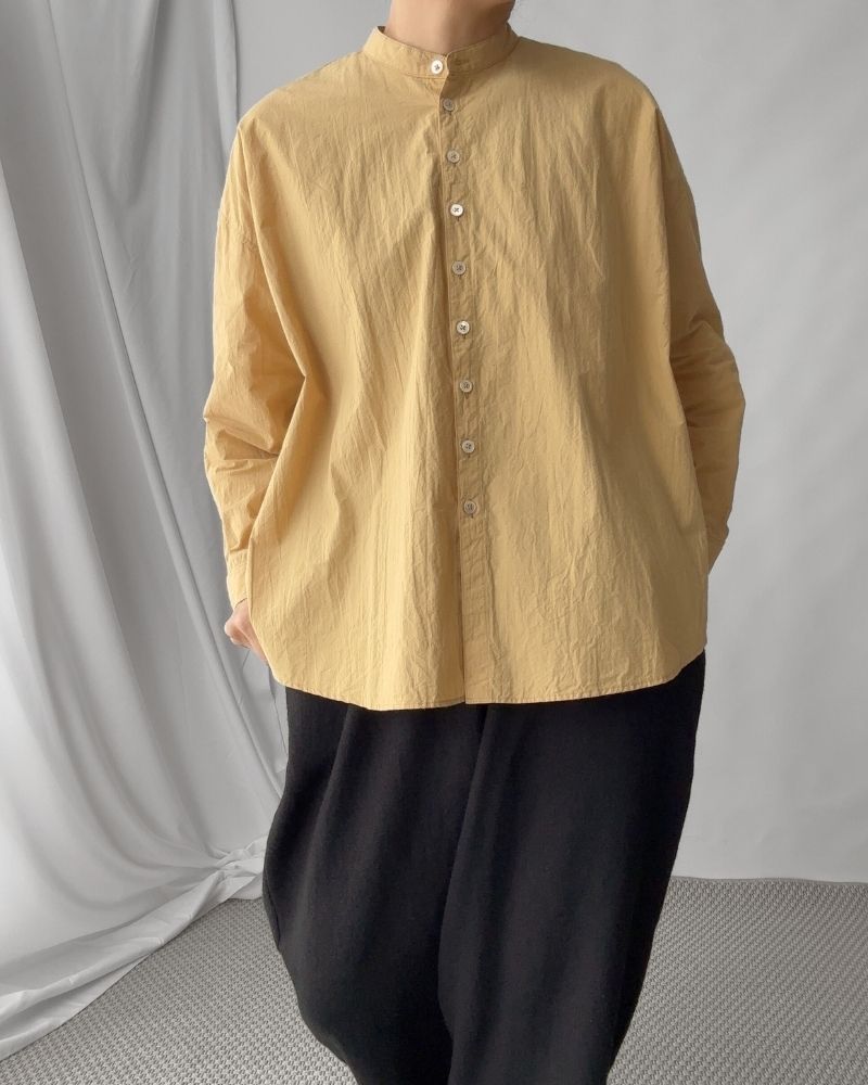 BAND COLLAR BIG SHIRT in Mustard