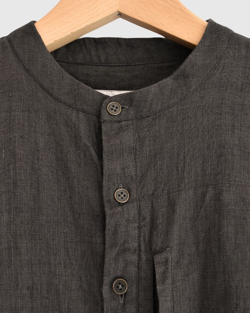 Hand Span Cotton Linen Kameez Tunic in DarkBrown