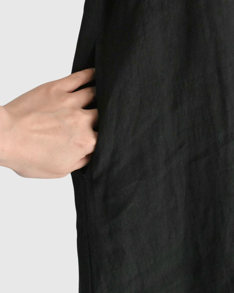 Band collar shirt dress in Black