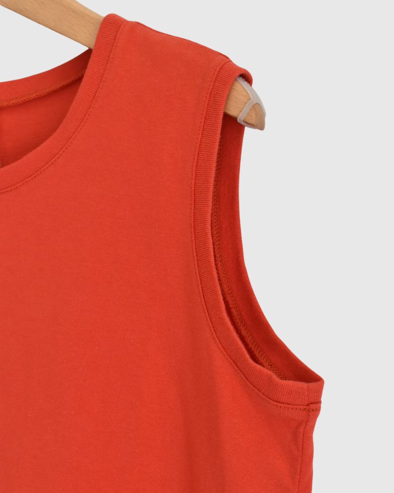 Sleeveless Drawstring T-shirt Orange