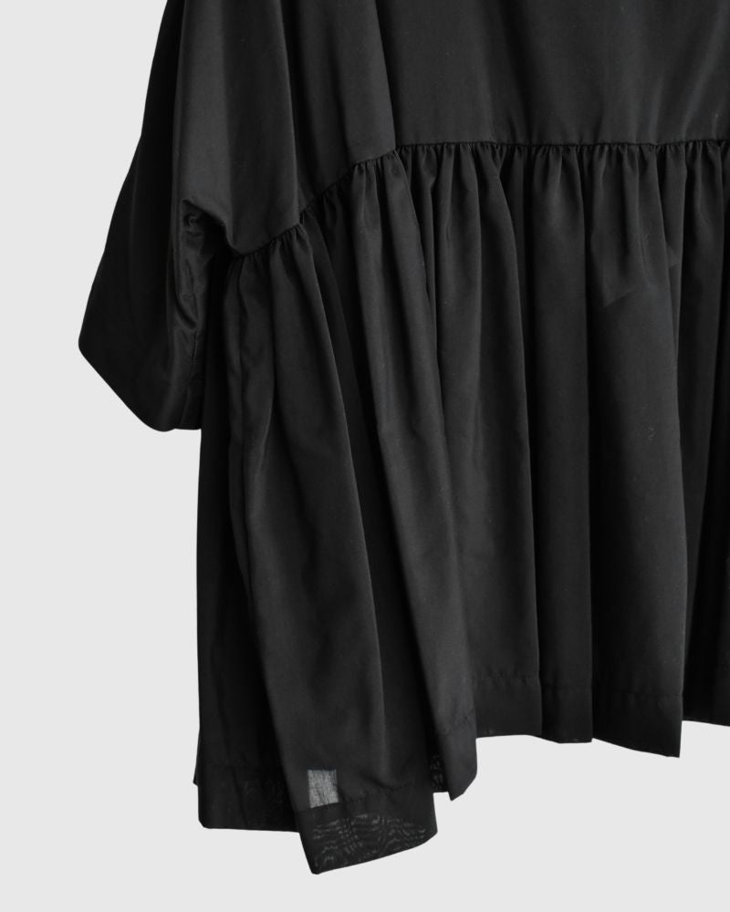 Gathered boat neck blouse in Black