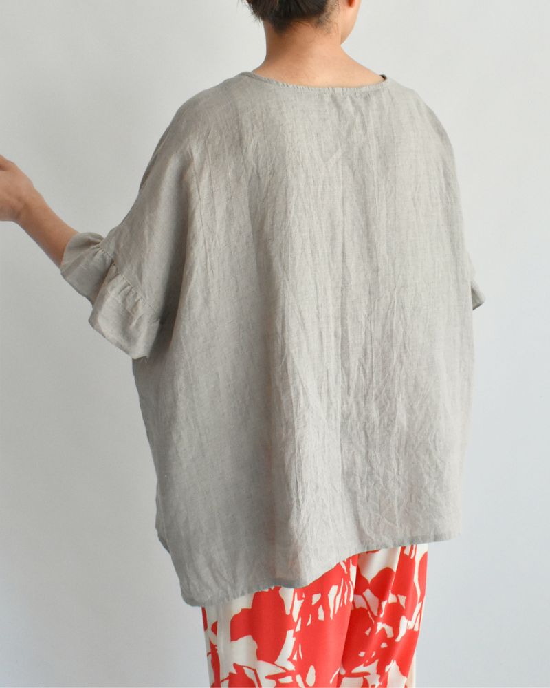Frill Top Blouse in Natural