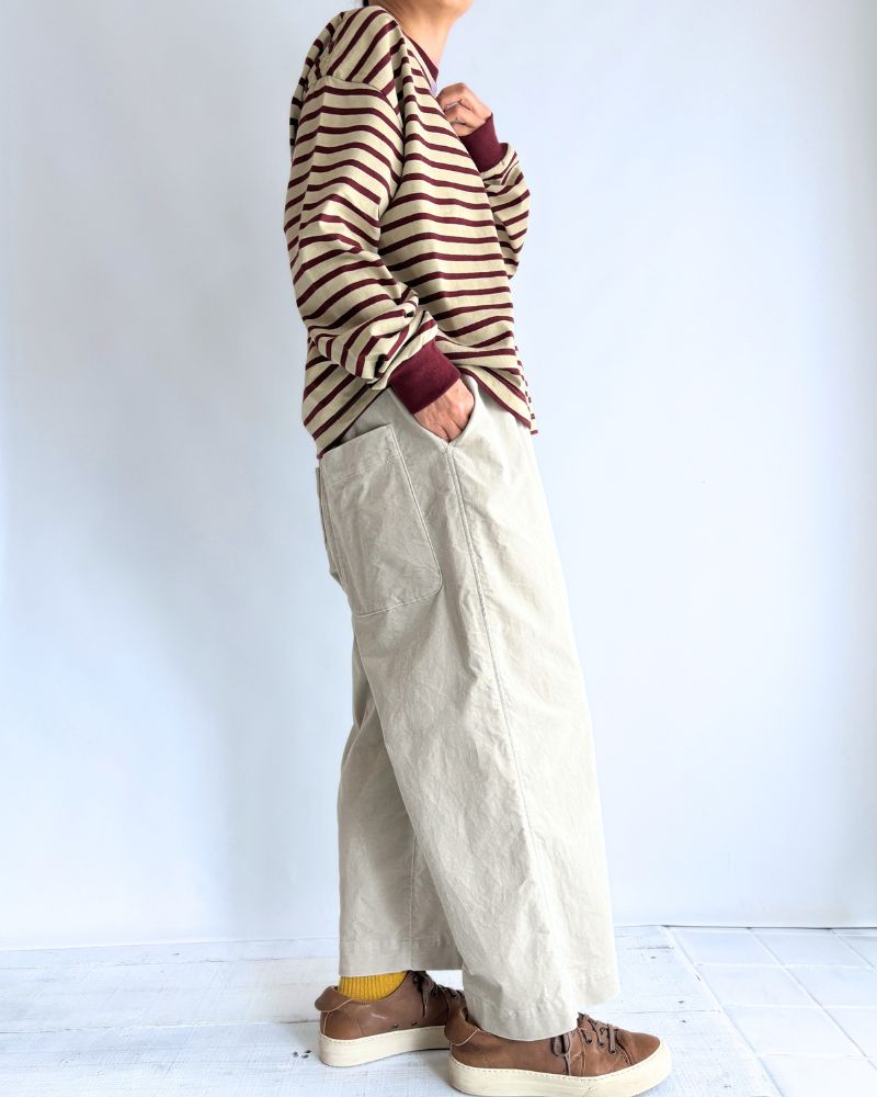 Taco Cotton Striped Long Sleeve T-Shirt Royal in Beige/Bordeaux