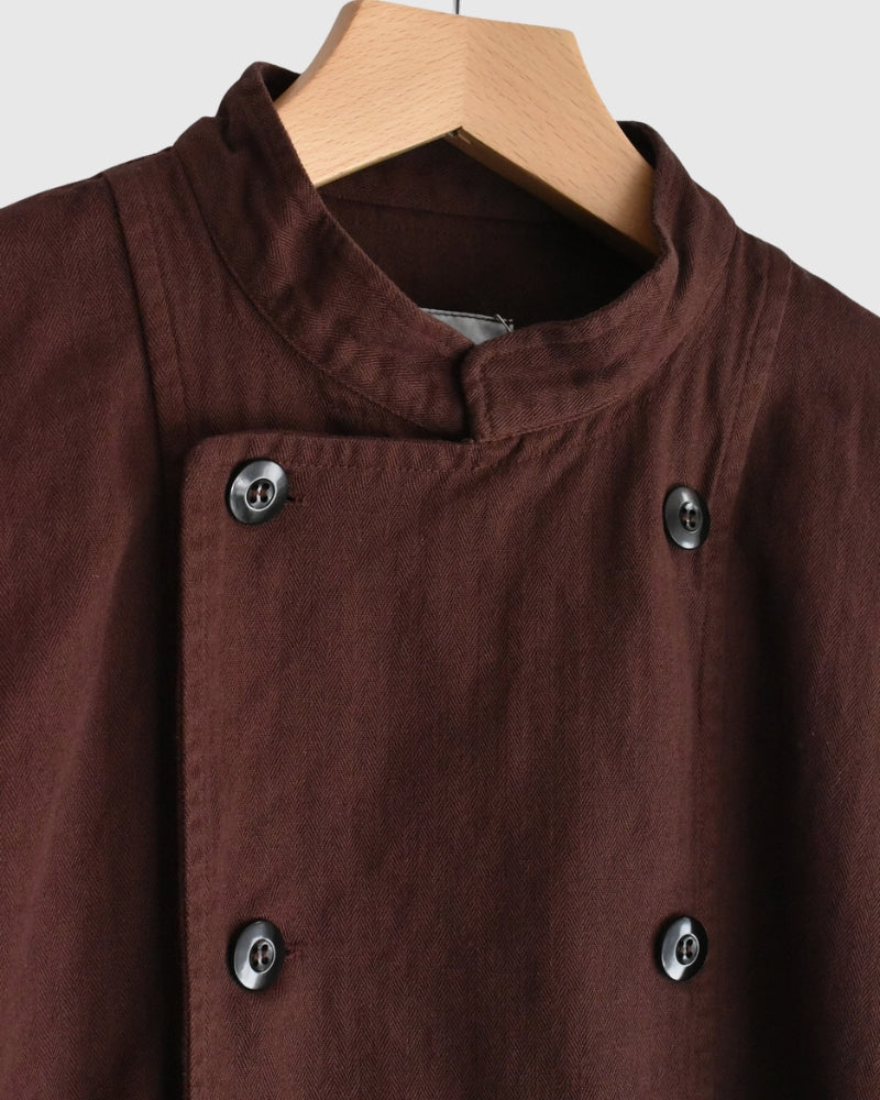 Stand Collar Double Breast Jacket in Burgundy