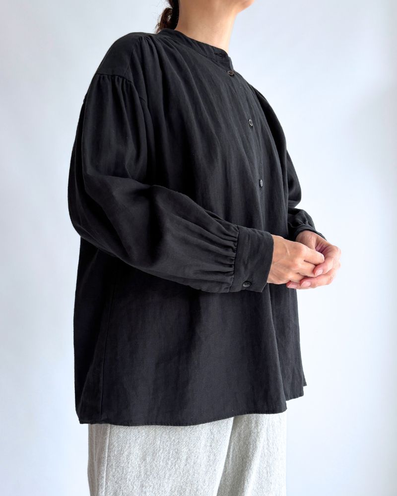 Camille Band Collar Shirt in Black