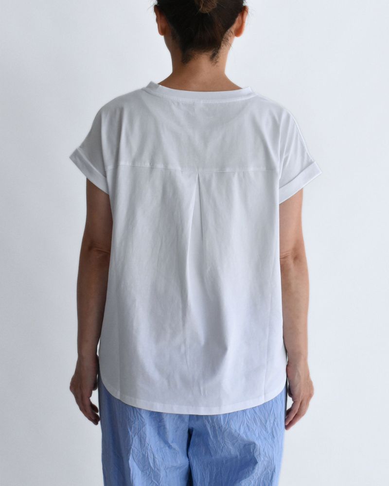 Tulle Embroidered Cotton Jersey Pullover 'NATTI' in OffWhite