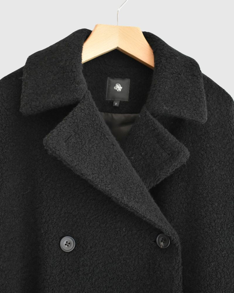 DOUBLE OVER COAT in Black