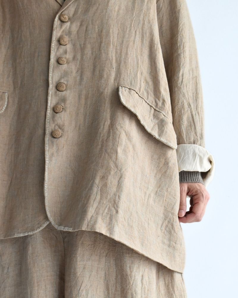 Handwoven 40 Linen Jacket in Beige