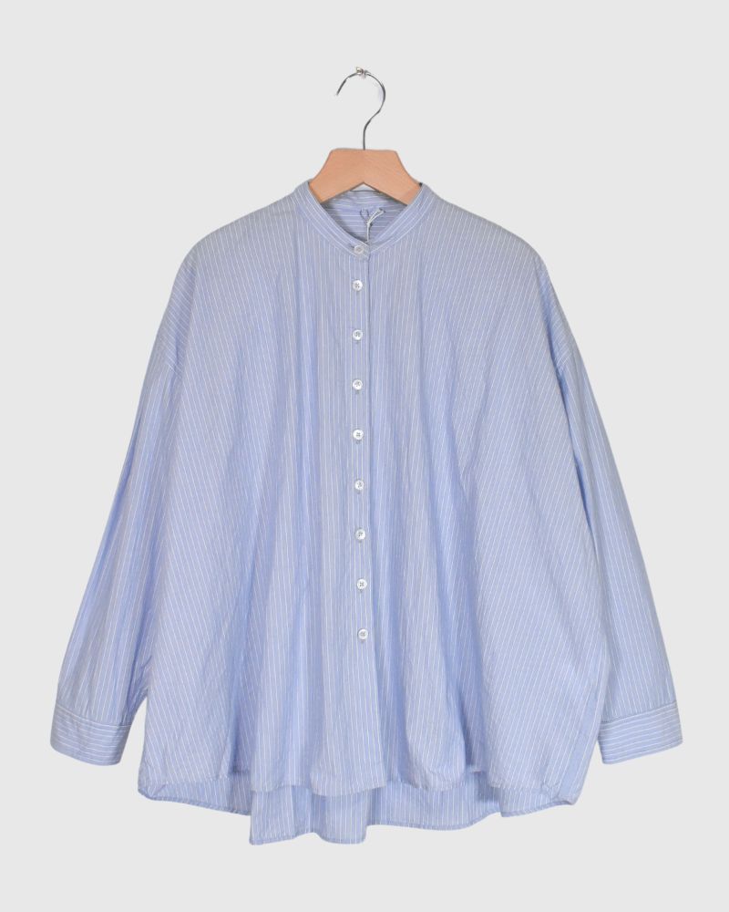 BAND COLLAR BIG SHIRT in SaxStripe