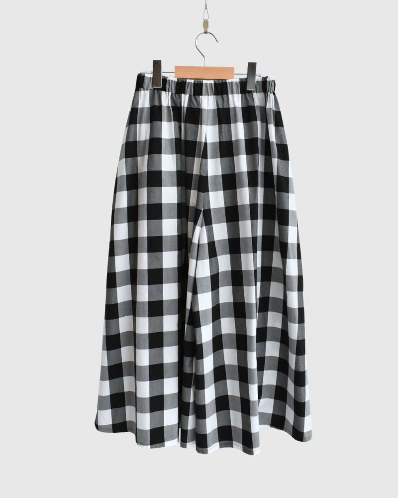 Block Check Culotte Pants in White/Black
