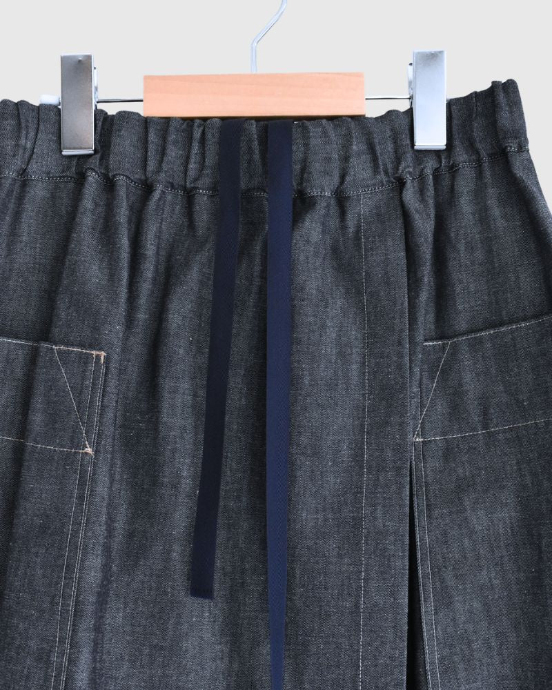 HEART-DENIM Asymmetrical Wrap Skirt in Indigo