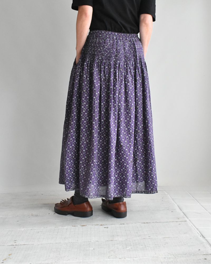 Rajasthan Tuck Gathered Skirt with Lining in Purple