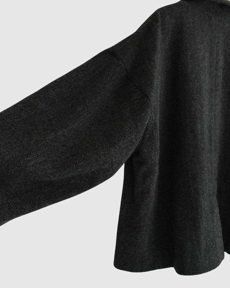 Wool Herringbone Wool Jacket in Black