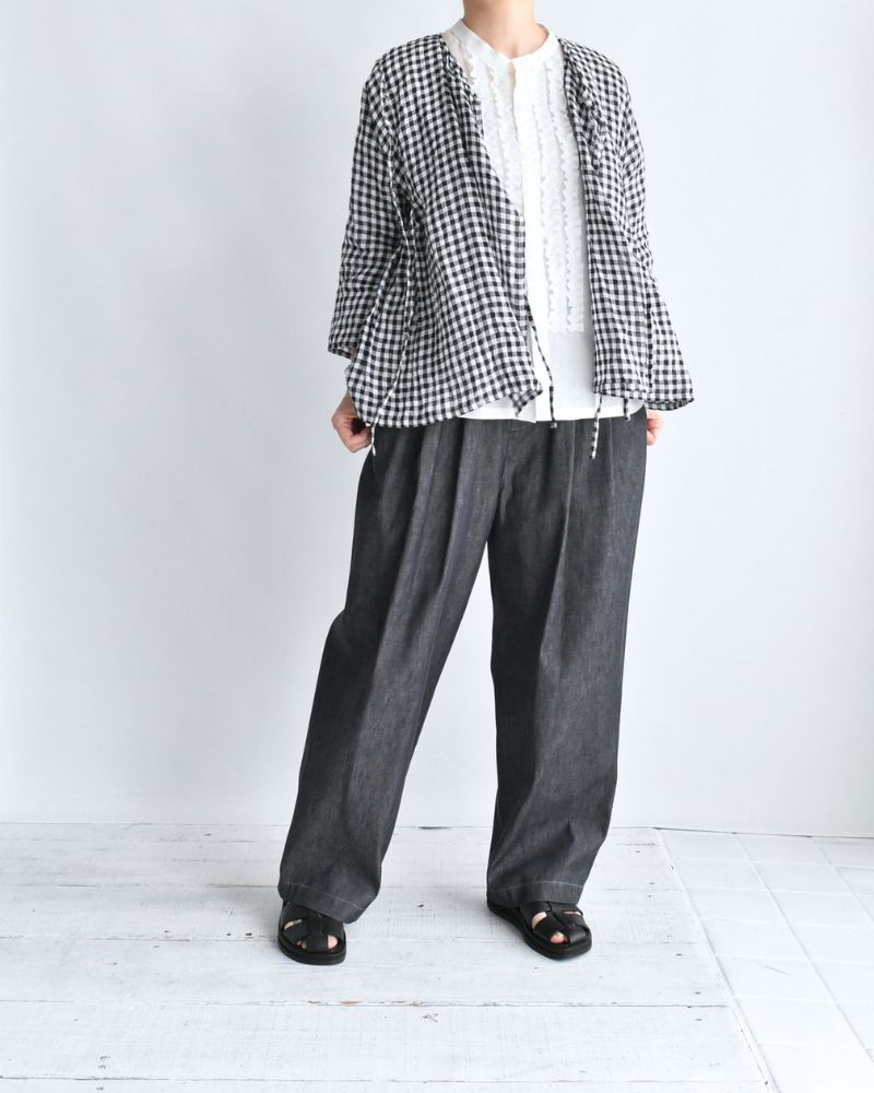 Gingham Check Cache-coeur Blouse in BlackCheck