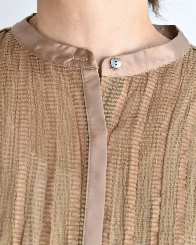 Wide Square Blouse in Beige