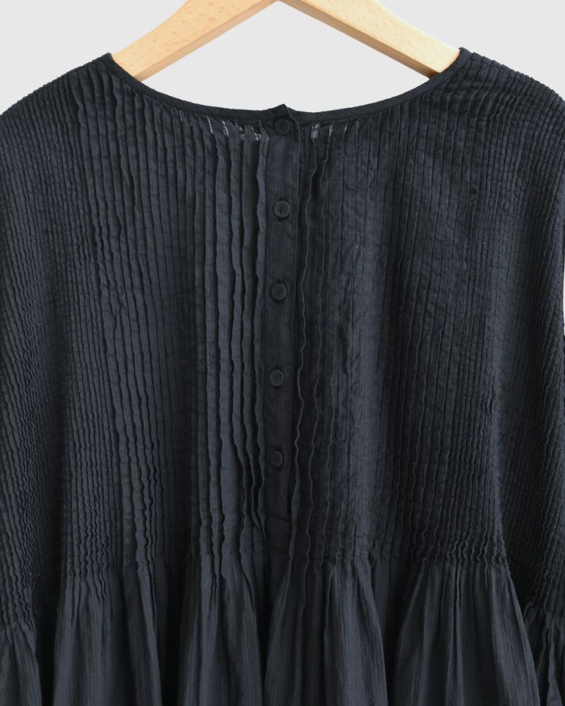 Crew-Neck 3/4 SL Shirt with Mini Pintuck in Marine