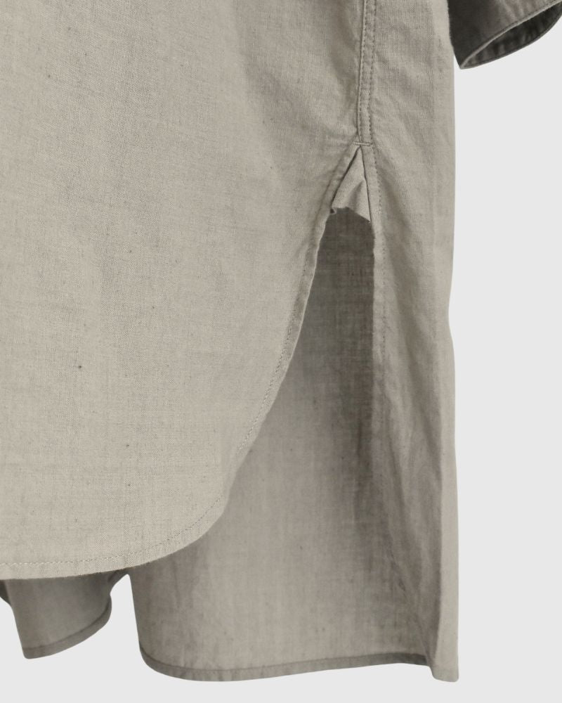 CREW-NECK BOSOM LONG SHIRT WITH MINI PINTUCK in Beige