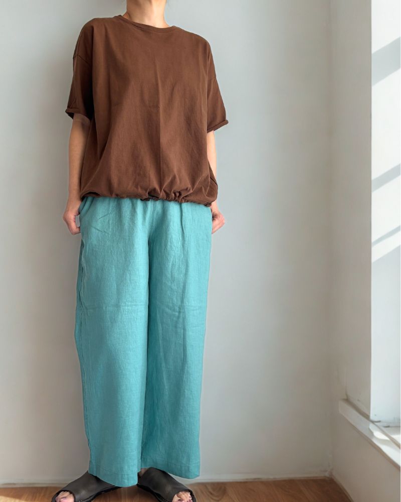 Cutoff Drawstring Tee in Brown