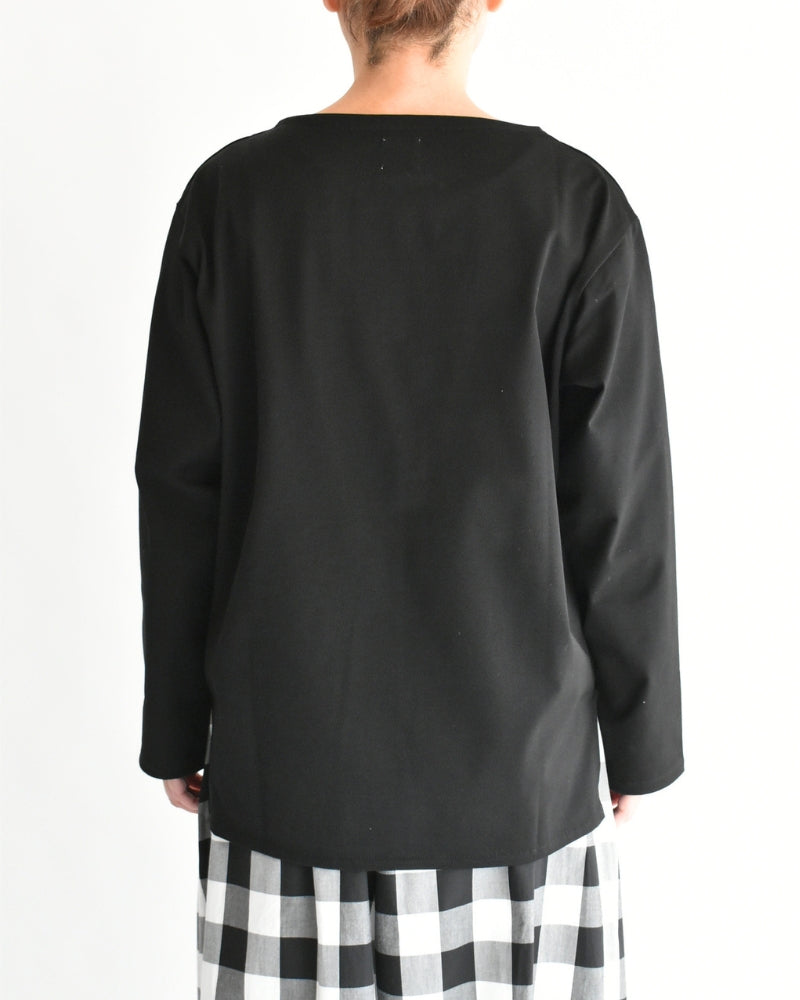 Giza Cotton Basque T-Shirt in Black