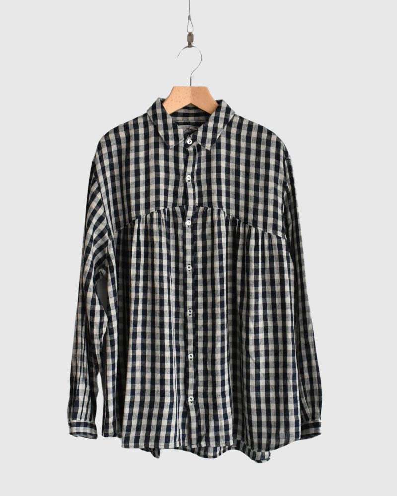 Linen Cotton Gingham Shirt in Indigo/Natural