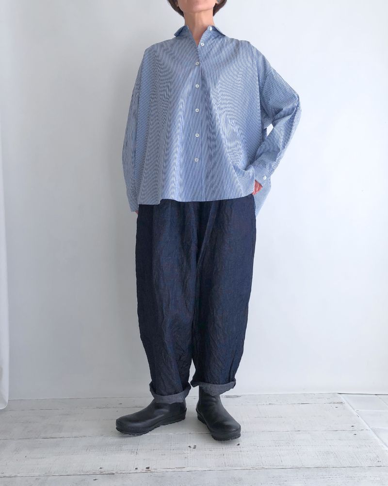 Regular Collar Big Shirt in Sax/Navy