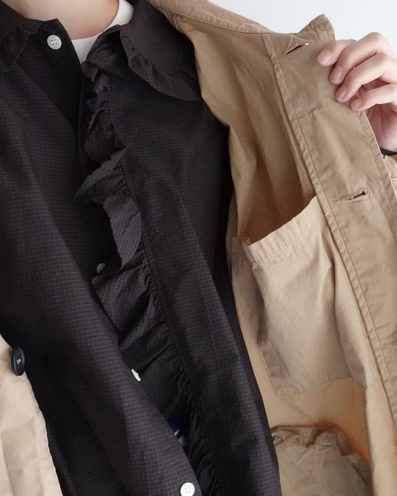Balmacaan Short Coat in GrayKhaki