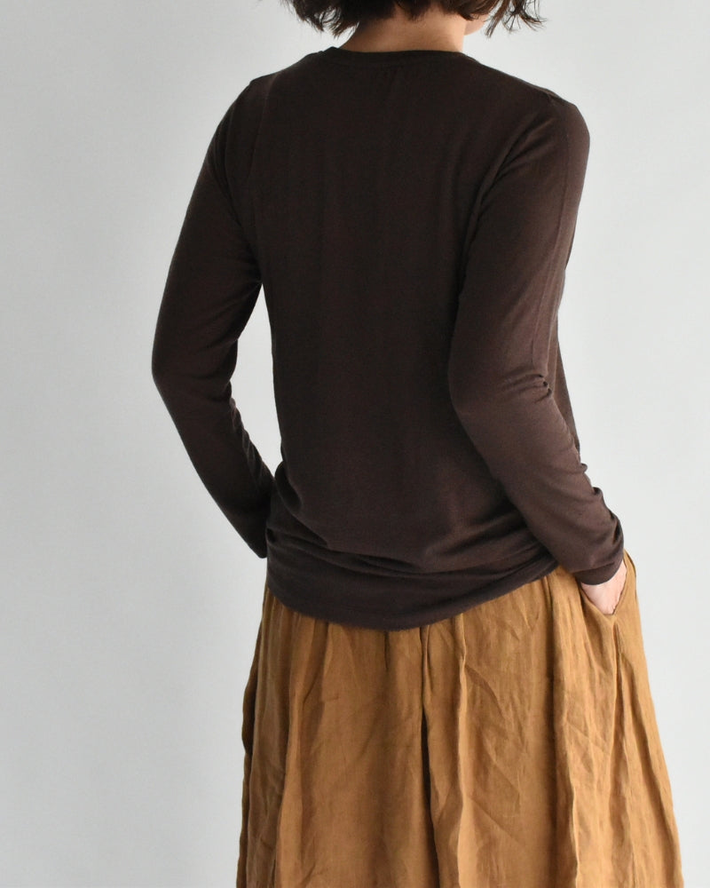 Sheer Jersey Crewneck in Brown