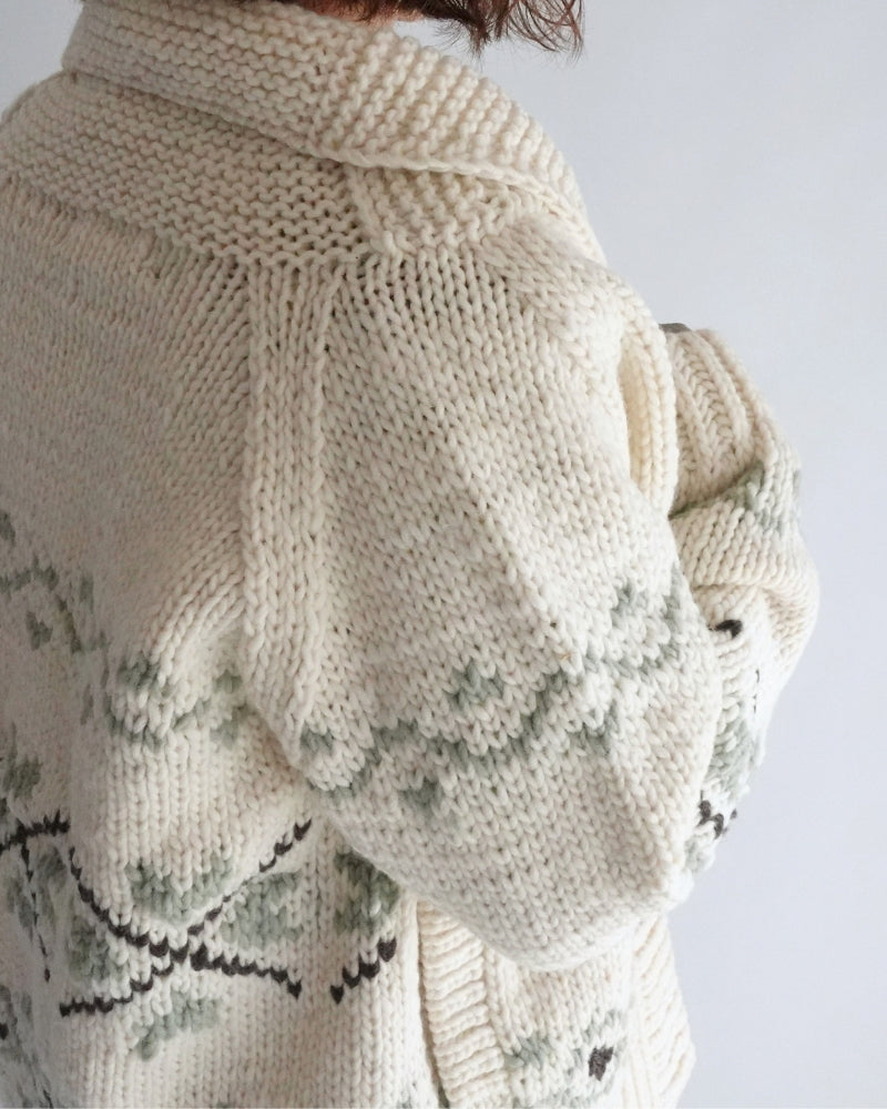 Wool Hand Knit Cardigan in White