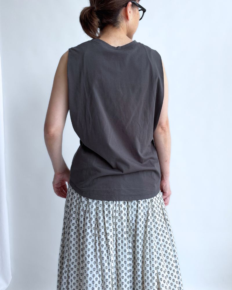 Shoulder Tuck Tank Top in DarkGray