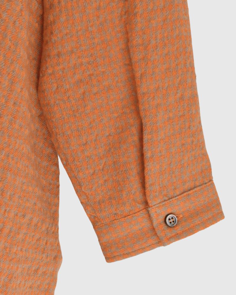 Wool Cotton Gingham Dress in Orange/Mocha