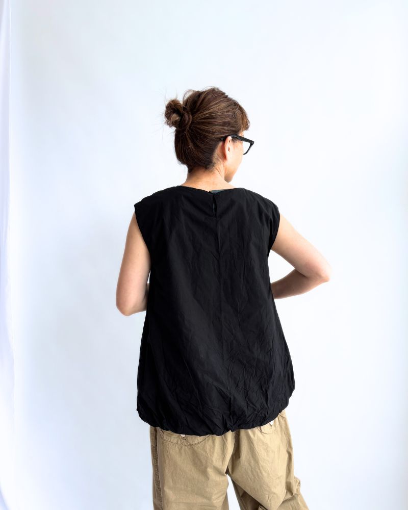 Cotton Balloon Tunic in Black
