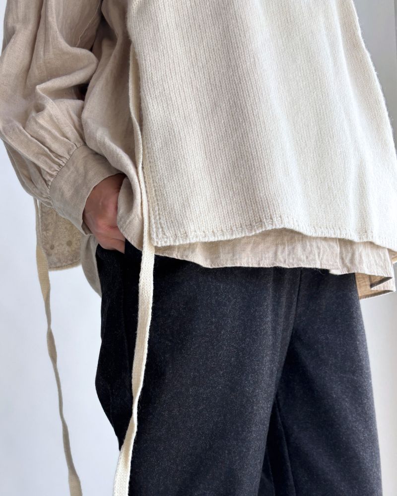 WOOL FLANNEL EASY TAPERED PANTS in Charcoal
