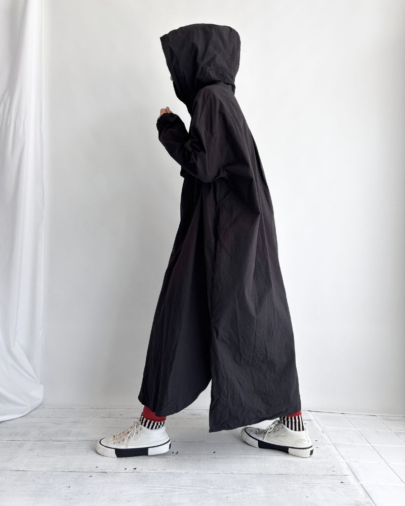 Hooded Coat Dress in Black