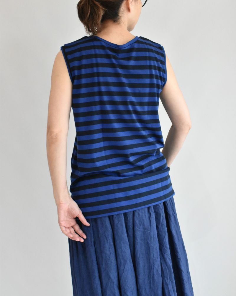Crew Neck Tank Top in Blue/Navy
