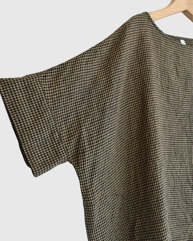 Wide Cuffed T-Blouse in Camel/Black