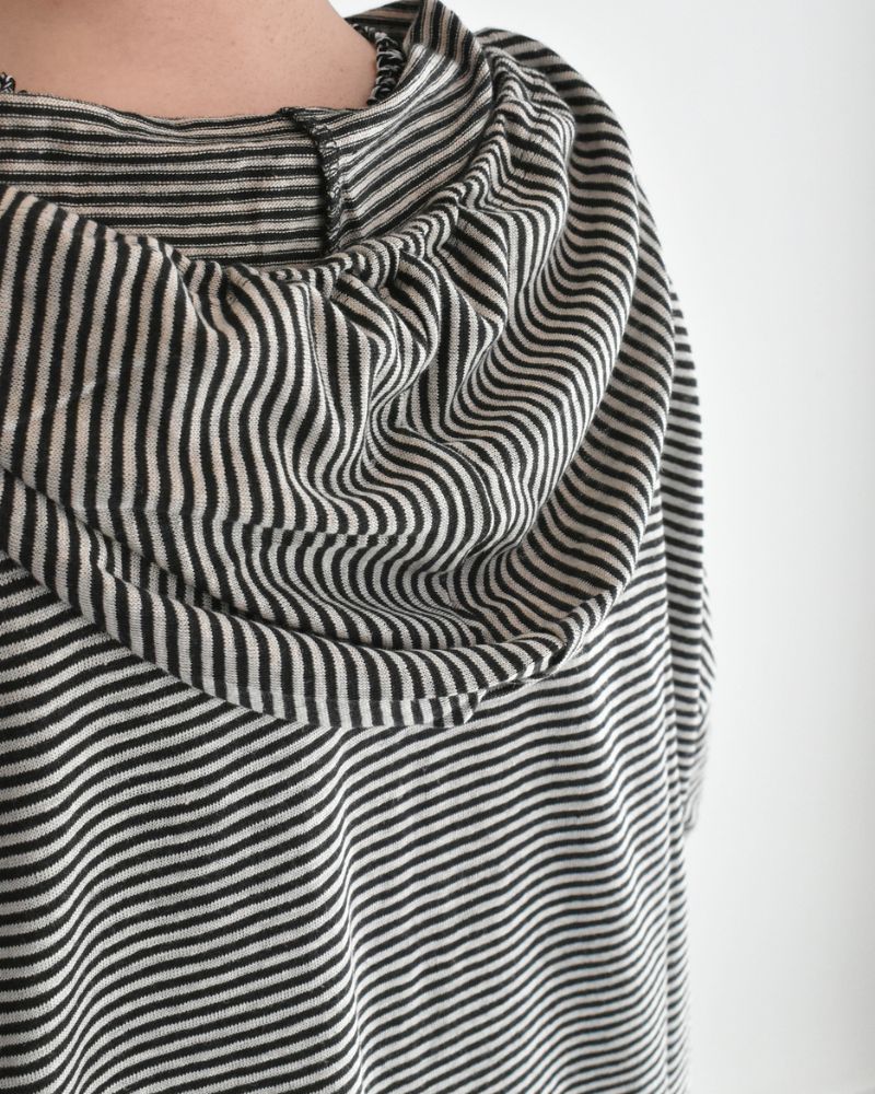 Linen Hooded Cardigan in Natural/Black