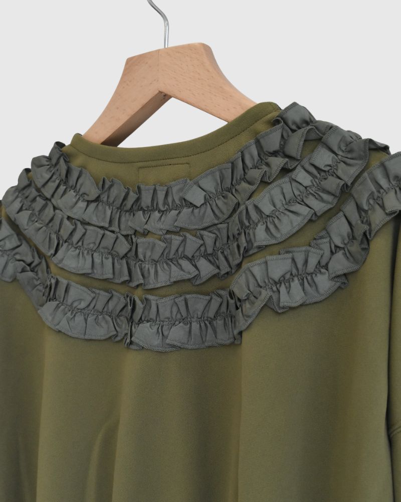 Track Frill Cardigan in Khaki