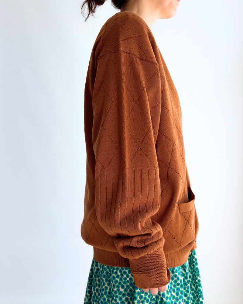 Openwork knit cardigan 'EMILY' in Camel