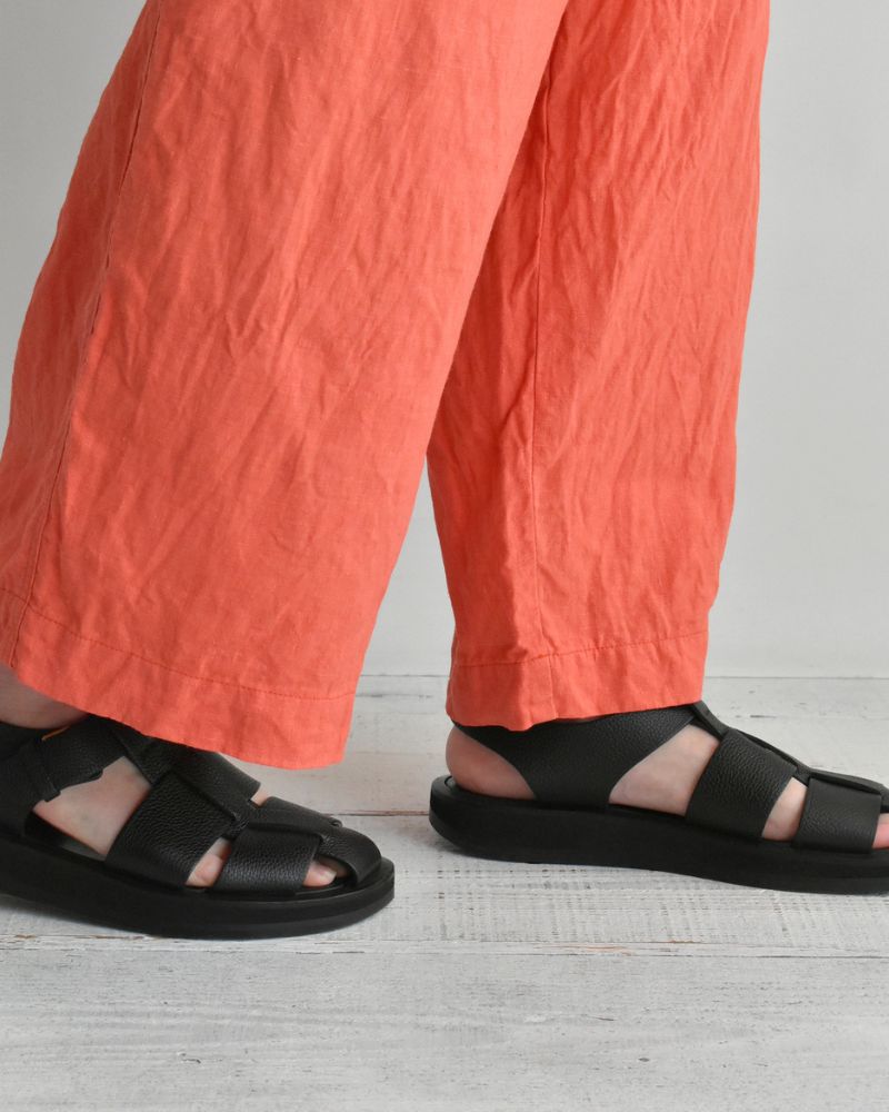 French Linen Wide Pants in Orange