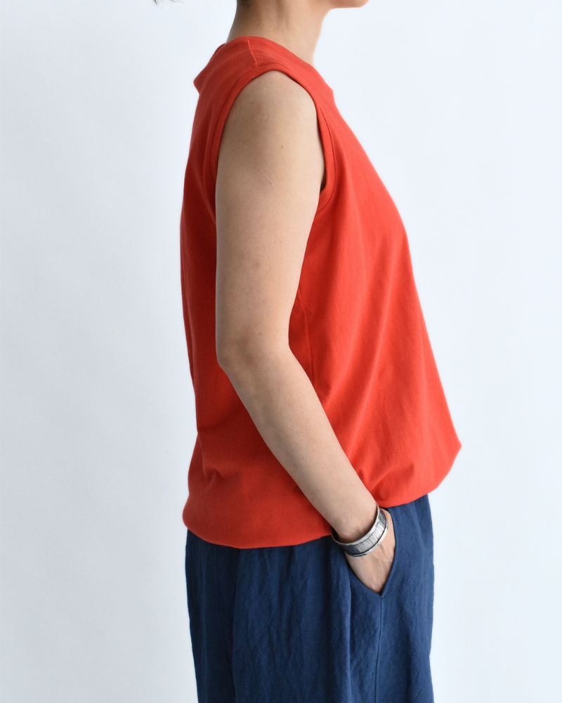 Sleeveless Drawstring T-shirt Orange