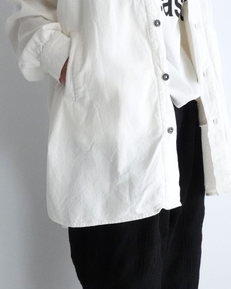 Stand Collar Shirt in White